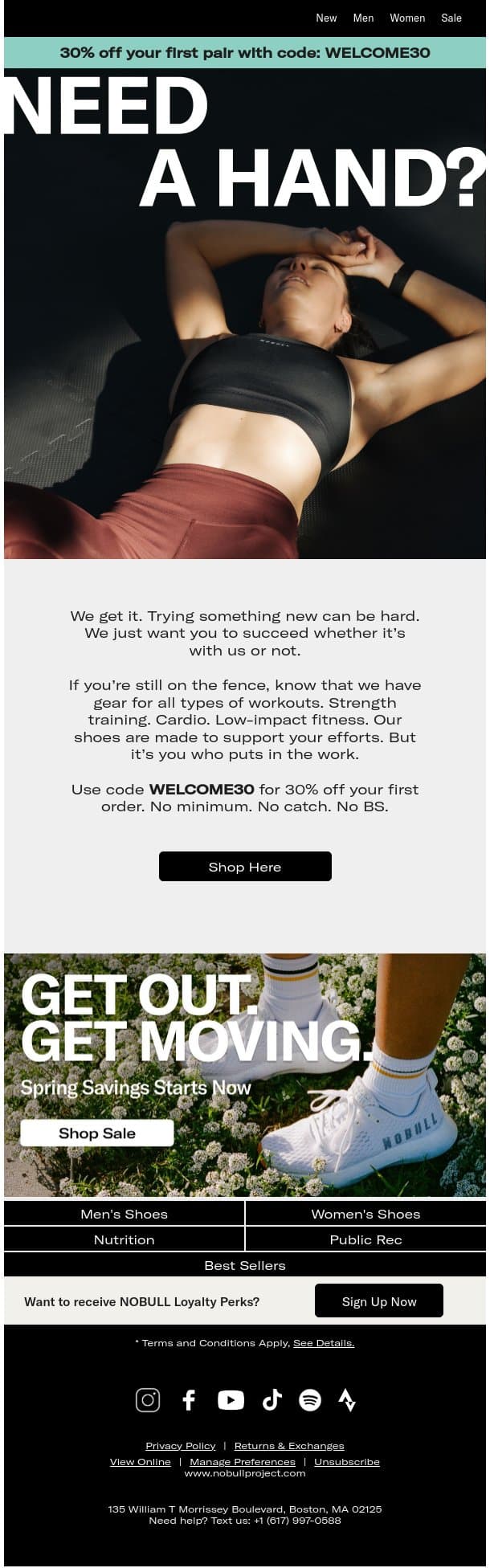 $50 Off Your First Pair of NOBULL Shoes email from NOBULL screenshot