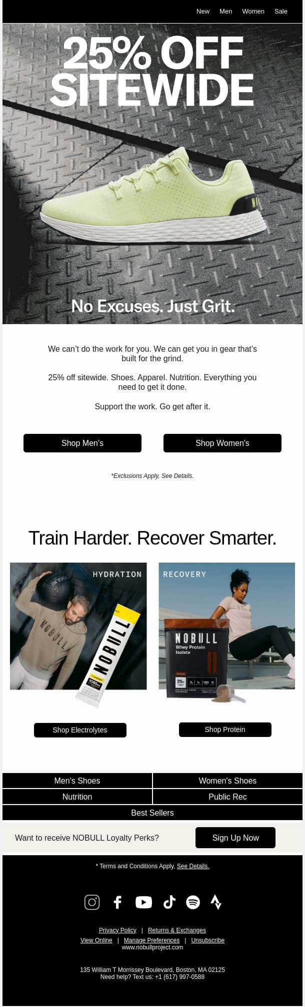 25% Off Sitewide: Make Your Move email from NOBULL screenshot