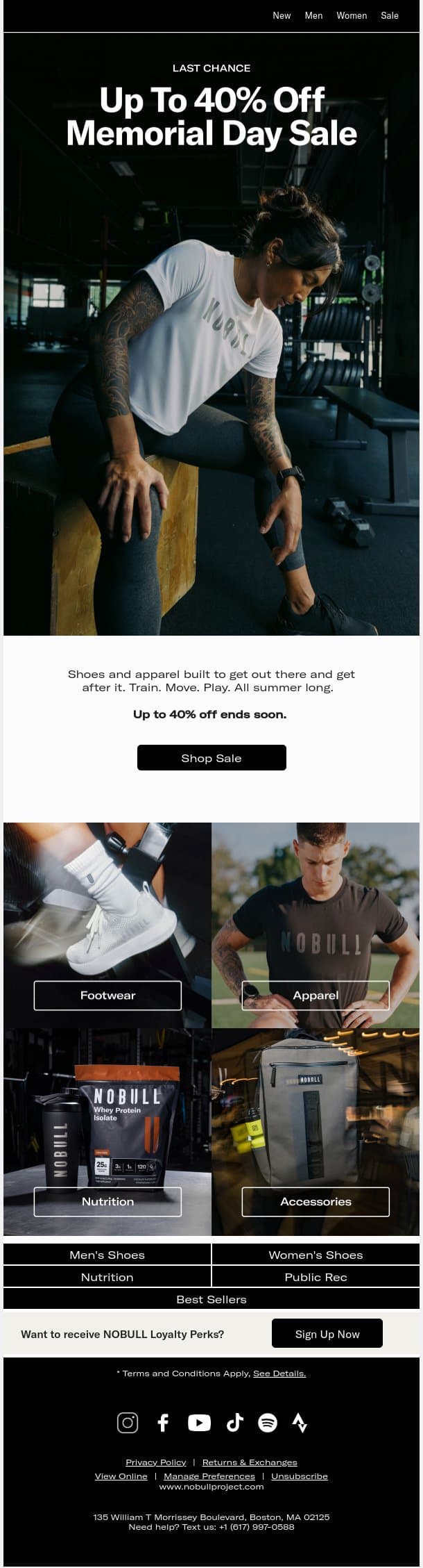 Up to 40% Off Ends Soon email from NOBULL screenshot