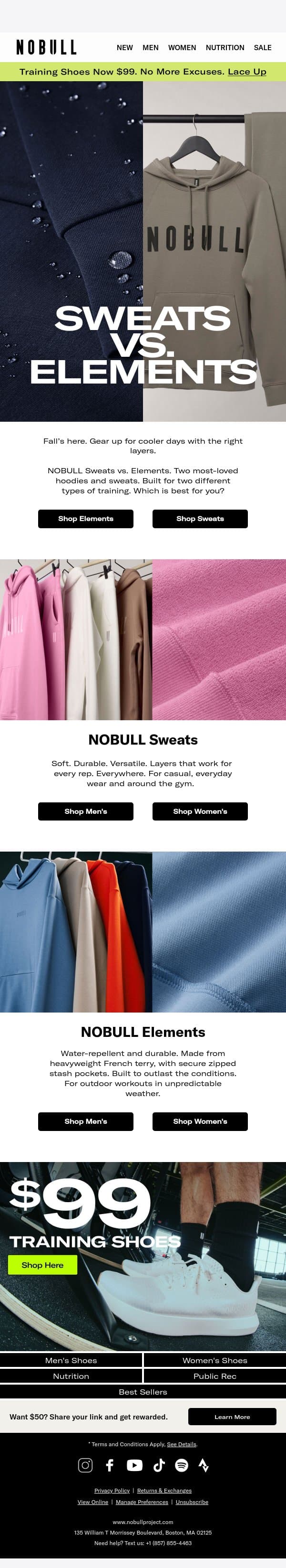 Fall's Here. Layer Up. email from NOBULL screenshot