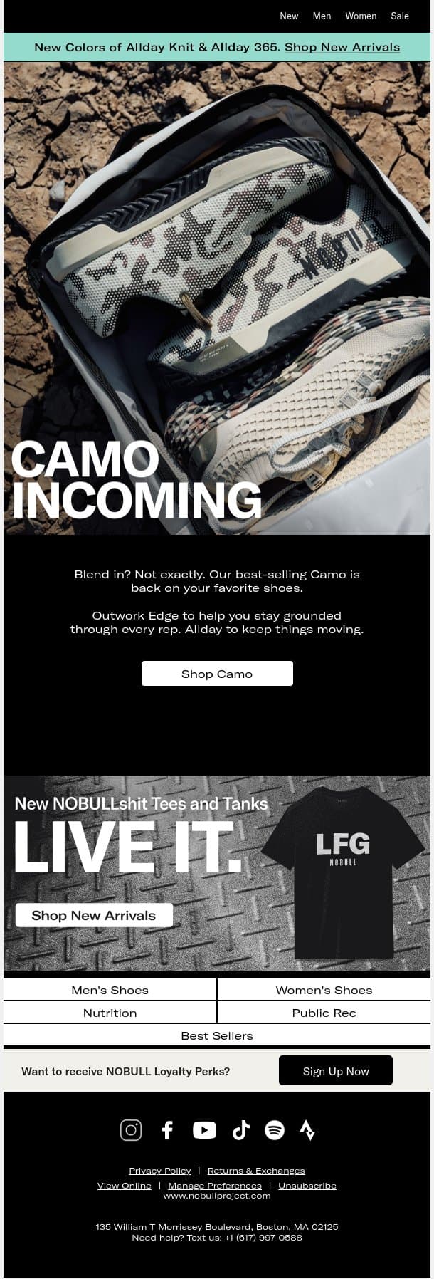 Camo is Back. Bet You Didn't See That Coming. email from NOBULL screenshot