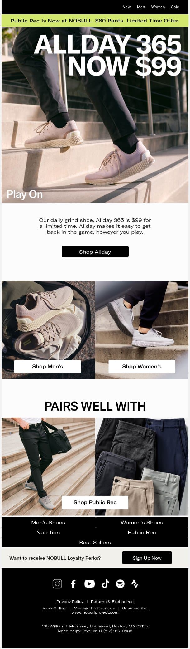 Allday 365 is $99 email from NOBULL screenshot