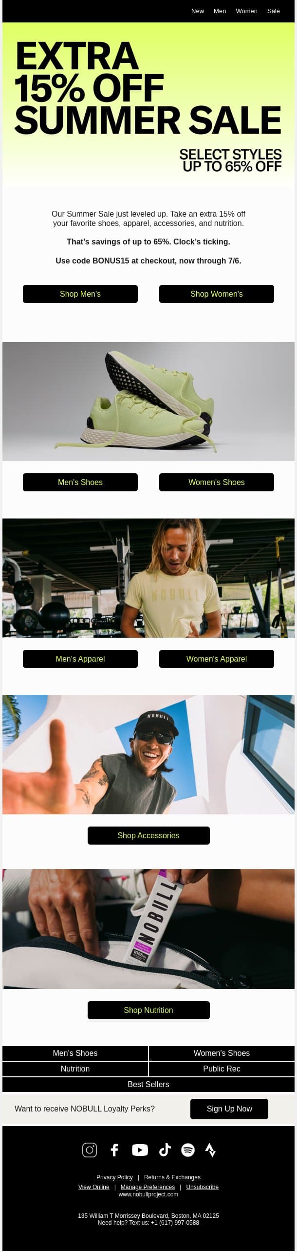 Extra 15% Off Summer Sale Items email from NOBULL screenshot
