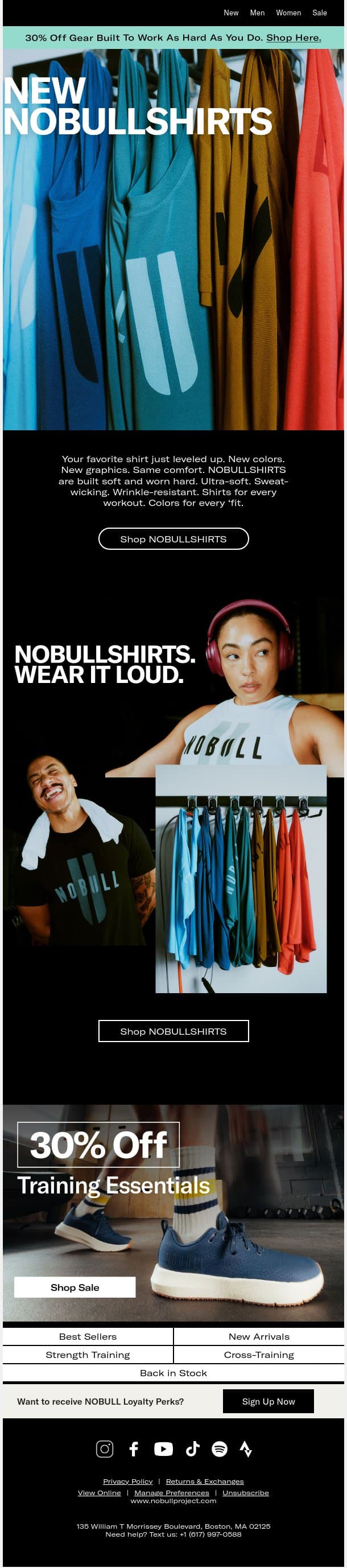New NOBULLSHIRTS email from NOBULL screenshot