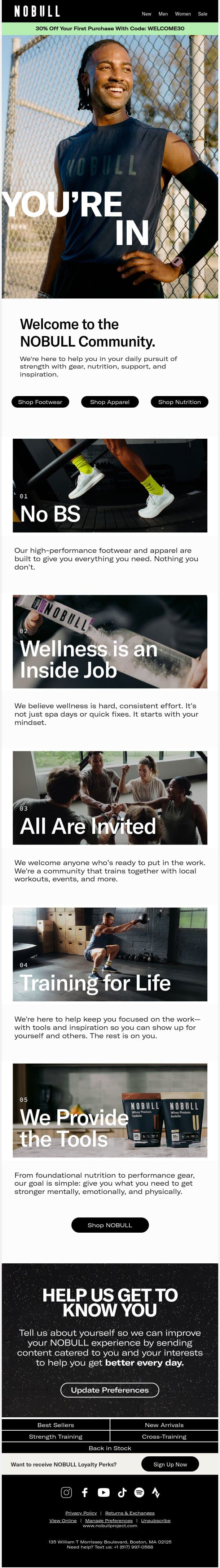 Welcome to the NOBULL Community email from NOBULL screenshot