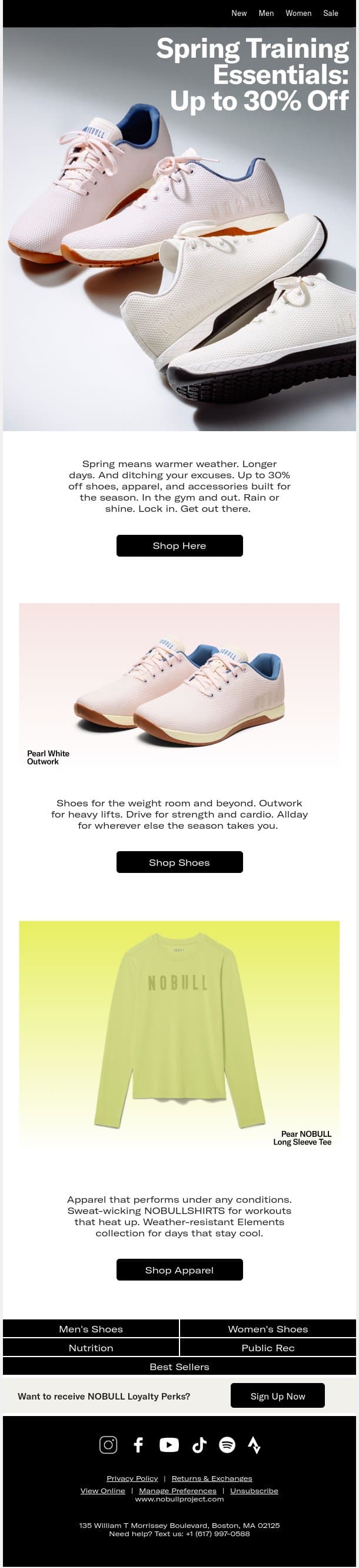 Up to 30% Off Your Spring Training Fit email from NOBULL screenshot