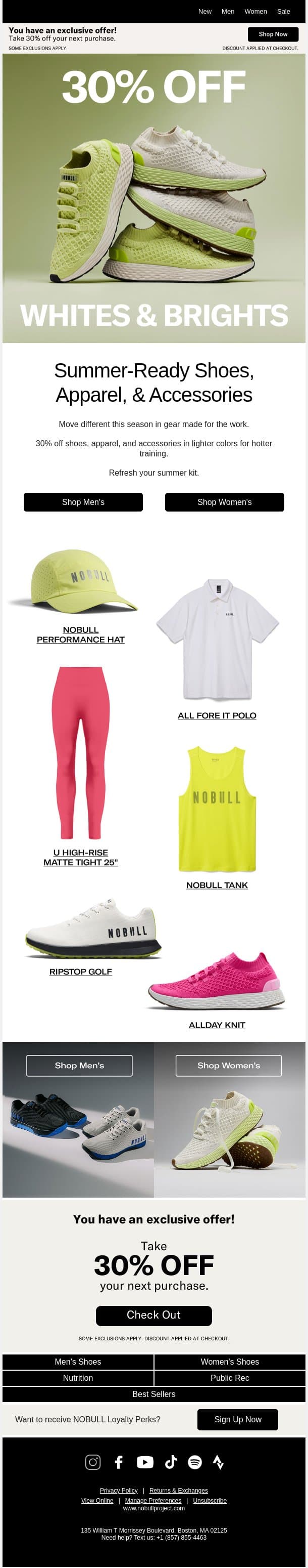 30% Off Whites & Brights email from NOBULL screenshot