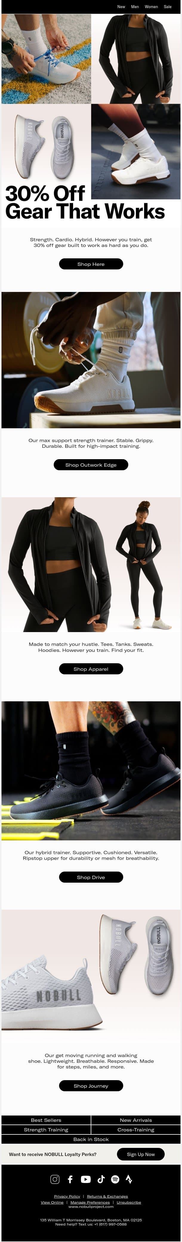 30% Off Gear for Strength, Cardio, or Hybrid email from NOBULL screenshot
