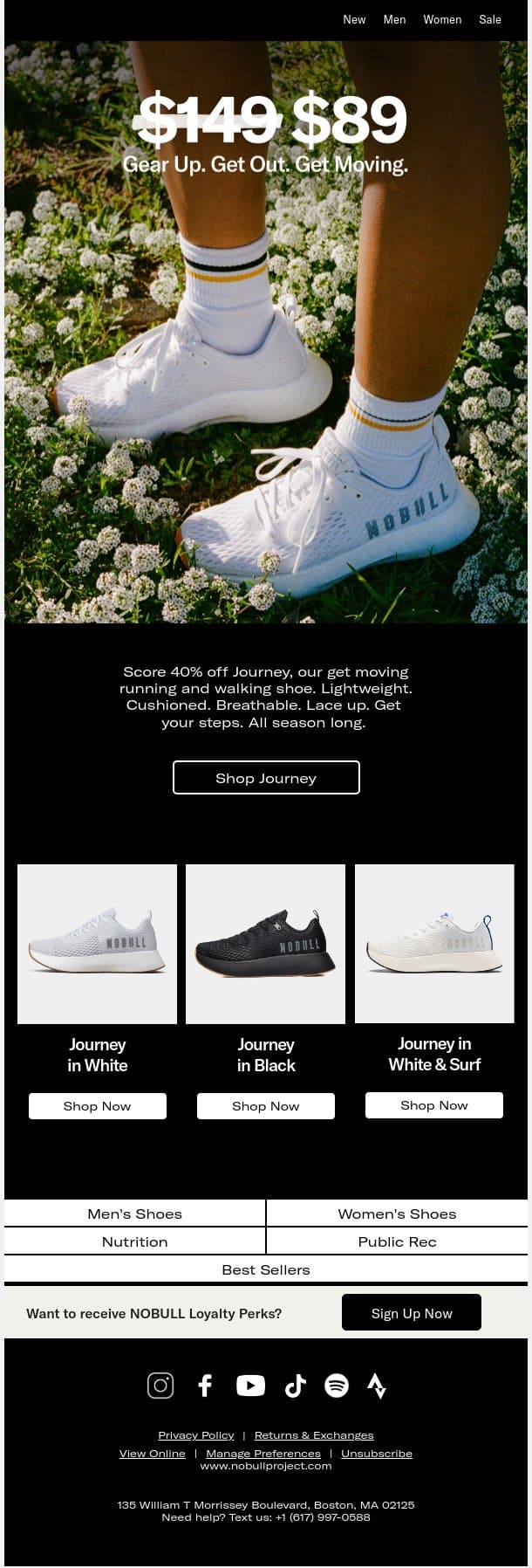40% Off Journey. Gear Up. Get Out. Get Moving. email from NOBULL screenshot