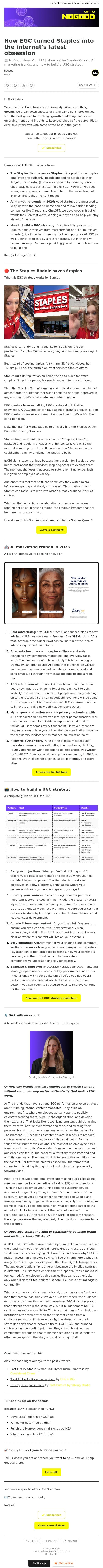 How EGC turned Staples into the internet's latest obsession email from NoGood screenshot