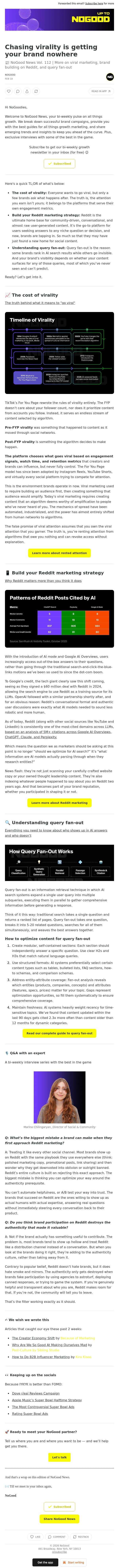 Chasing virality is getting your brand nowhere email from NoGood screenshot