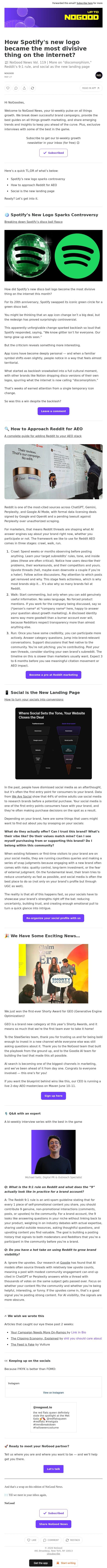 How Spotify's new logo became the most divisive thing on the internet? email from NoGood screenshot