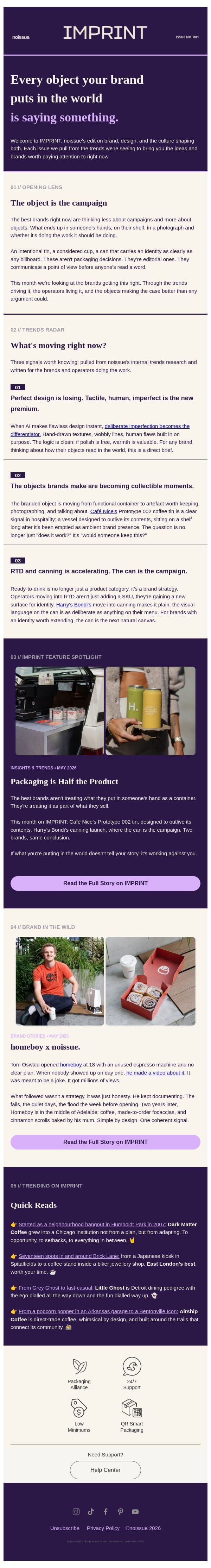 IMPRINT | Why your brand should create things people want to keep. email from Noissue screenshot