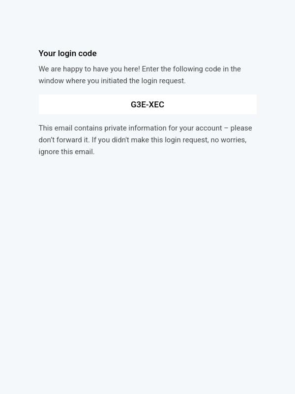 Your login code email from Nolt screenshot