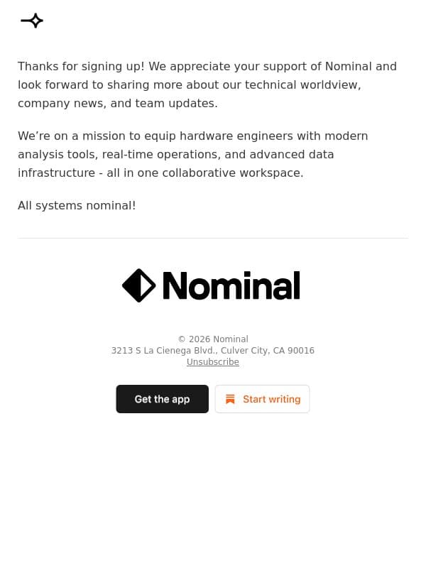 Welcome to Nominal’s Substack email from Nominal screenshot