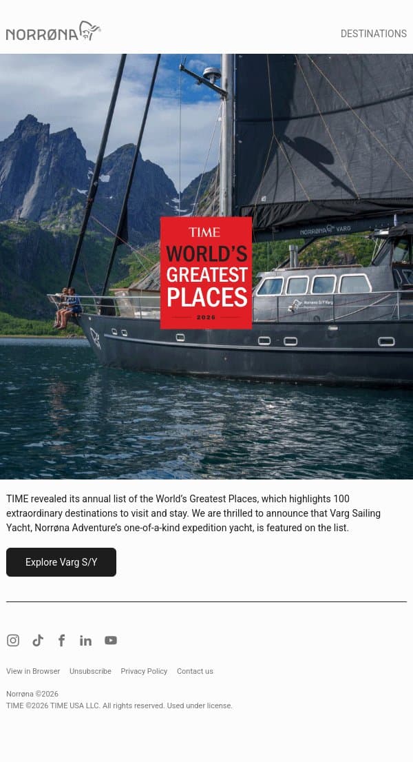 It's official: One of the World’s Greatest Places 🌎 email from Norrøna screenshot