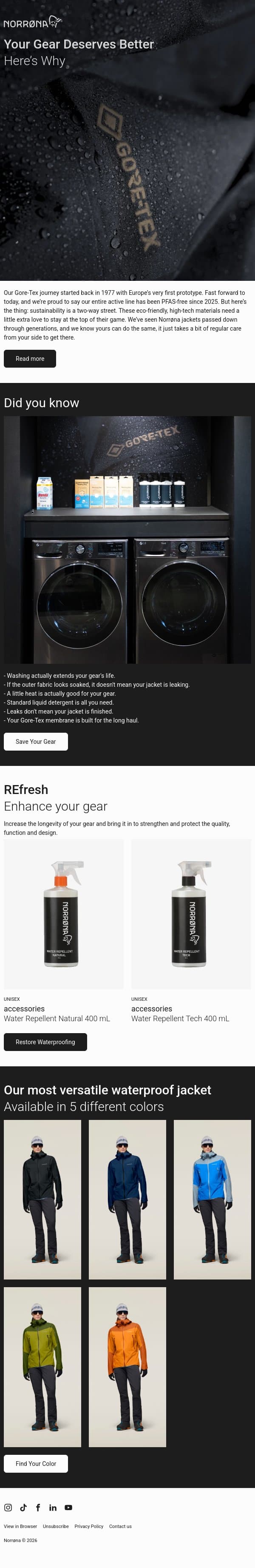 Performance That Lasts email from Norrøna screenshot
