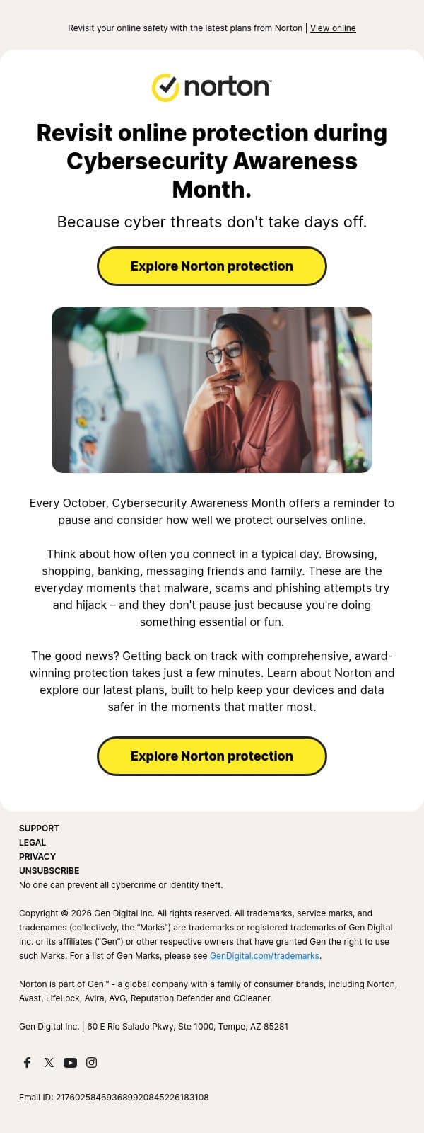 Protect yourself this Cybersecurity Awareness Month email from Norton screenshot