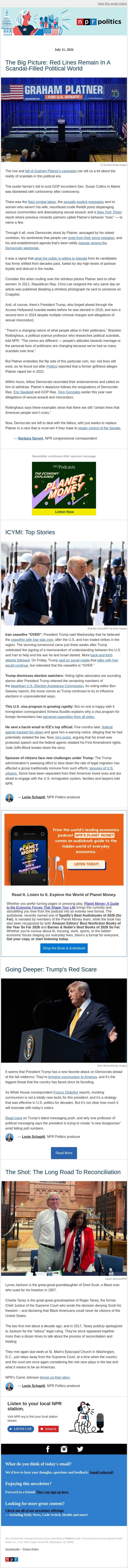 What can we learn from the Platner saga? email from NPR screenshot