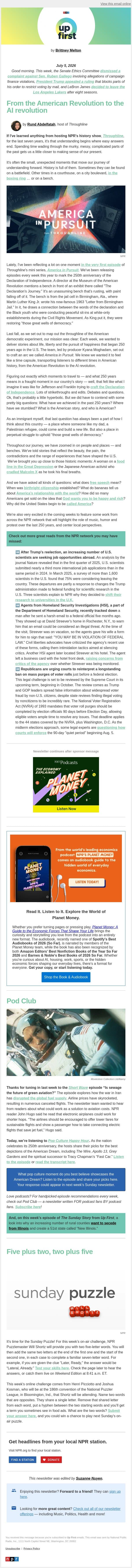 ‘America in Pursuit’ explores what 250 years means to the U.S. email from NPR screenshot