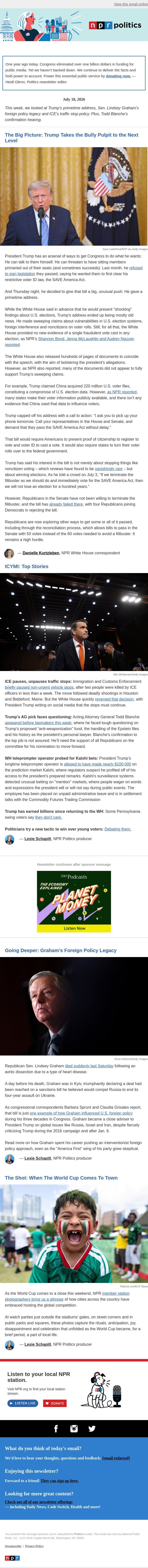 Trump takes the bully pulpit to the next level email from NPR screenshot