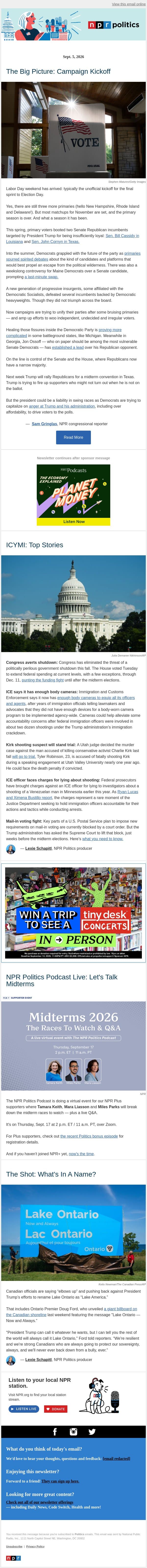 Off To The Races email from NPR screenshot
