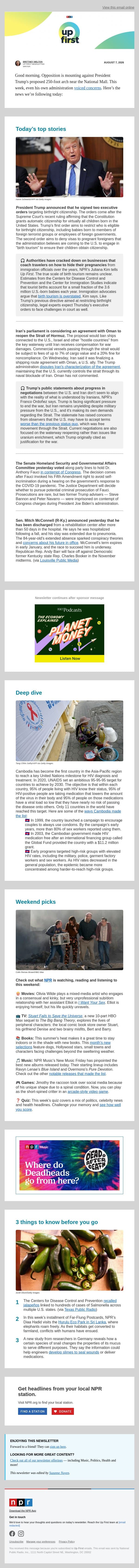 Trump targets birthright citizenship again. And, Senate committee votes to hold Fauci in contempt of Congress email from NPR screenshot