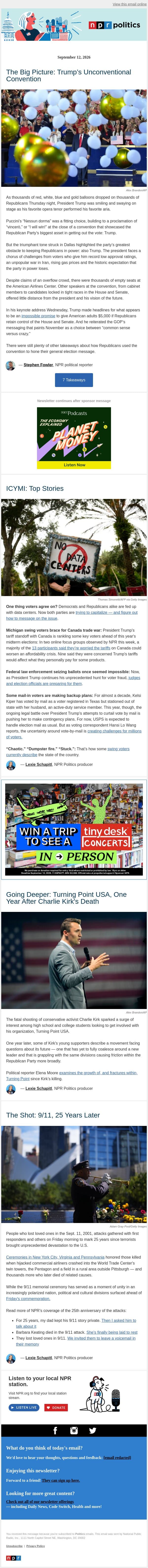 Trump’s Unconventional Convention email from NPR screenshot