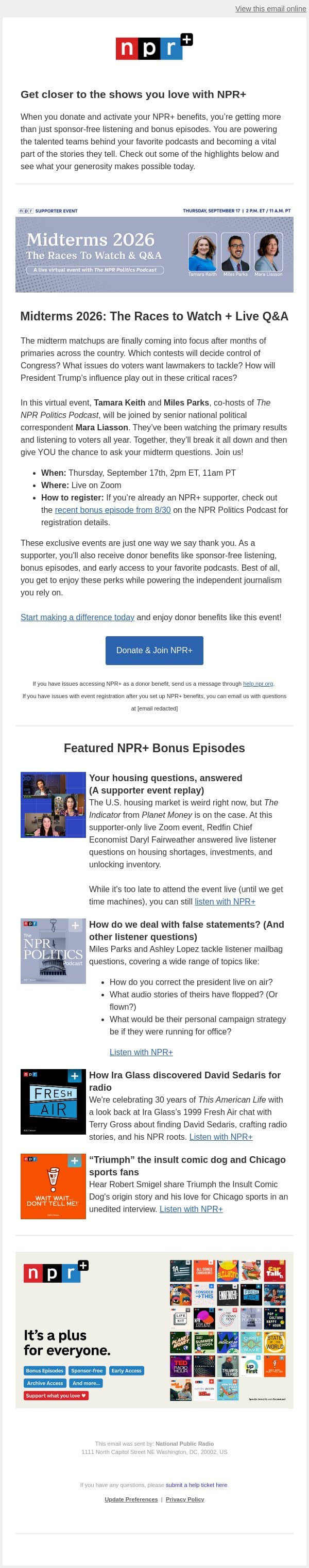 Join a LIVE Q&A with NPR Politics on the 2026 midterms 🗳️ email from NPR screenshot