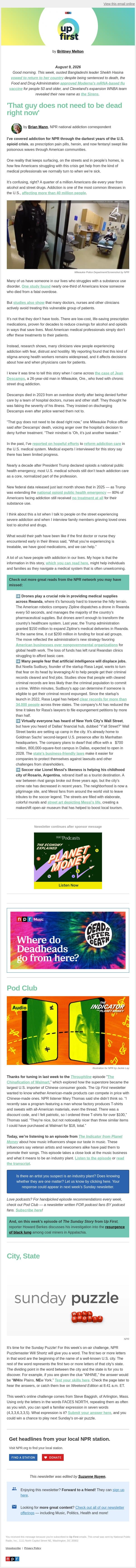 An addiction treatment problem hiding in plain sight email from NPR screenshot