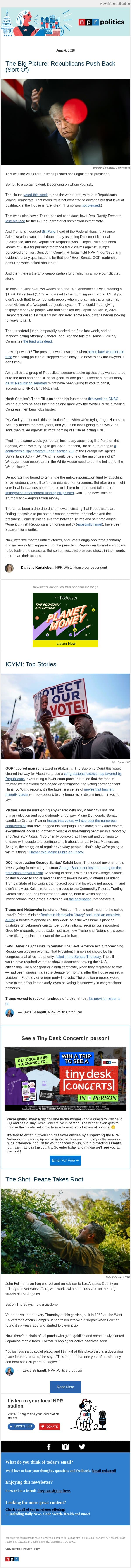Republicans push back (sort of) email from NPR screenshot
