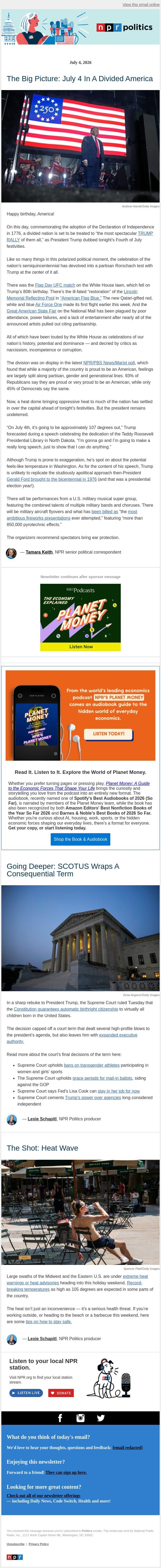 Hot and Bothered email from NPR screenshot