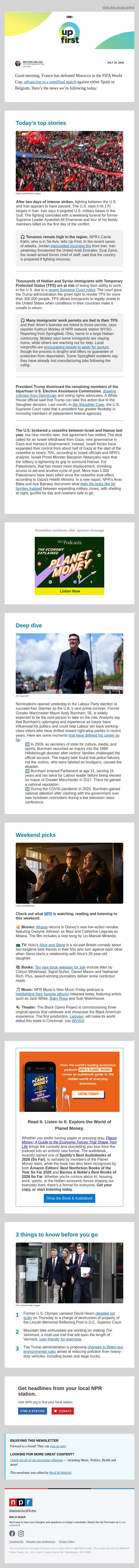 U.S.-Iran fighting appears to pause. And, what life looks like inside Israel’s expanding military zones in Gaza email from NPR screenshot