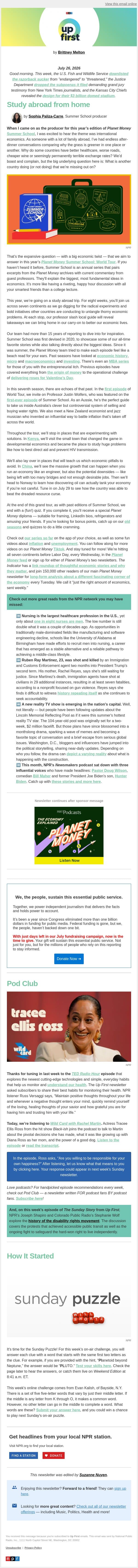 Where in the world is Planet Money? email from NPR screenshot