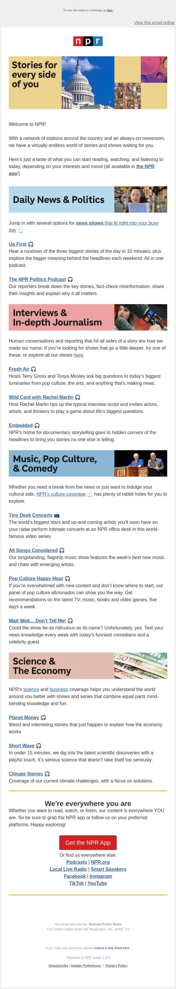 Your NPR starter kit is here. email from NPR screenshot