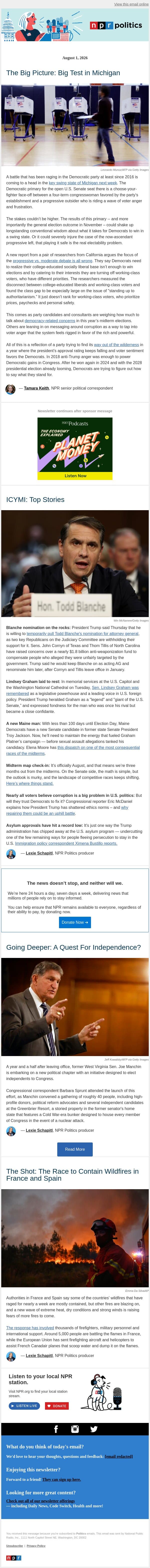 Big test in Michigan for Democrats email from NPR screenshot