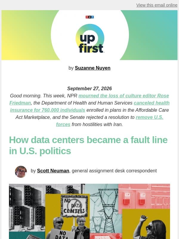 How data center backlash is reshaping American politics — one community at a time. email from NPR