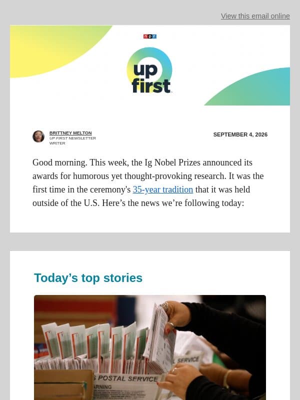 Trump asks Supreme Court to lift block on USPS plan to restrict mail voting. And, diesel prices reach a record high email from NPR