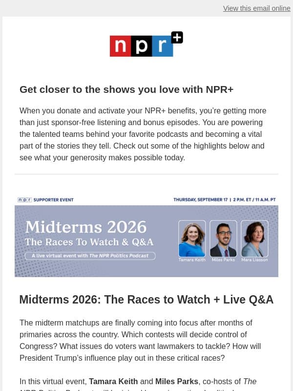 Join a LIVE Q&A with NPR Politics on the 2026 midterms 🗳️ email from NPR