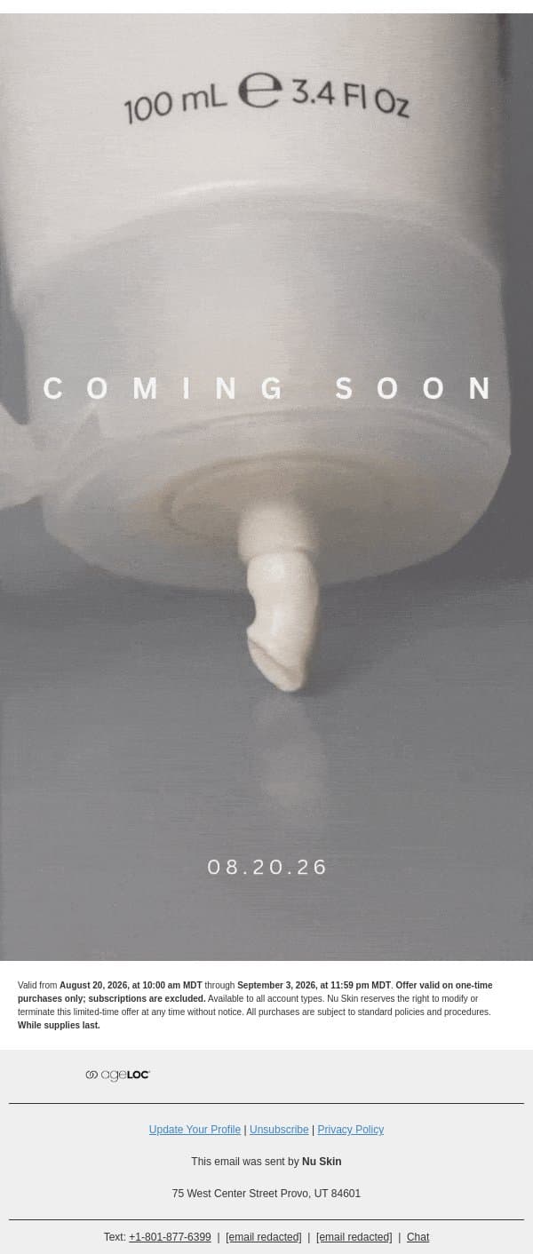 Something special is coming email from Nu Skin screenshot