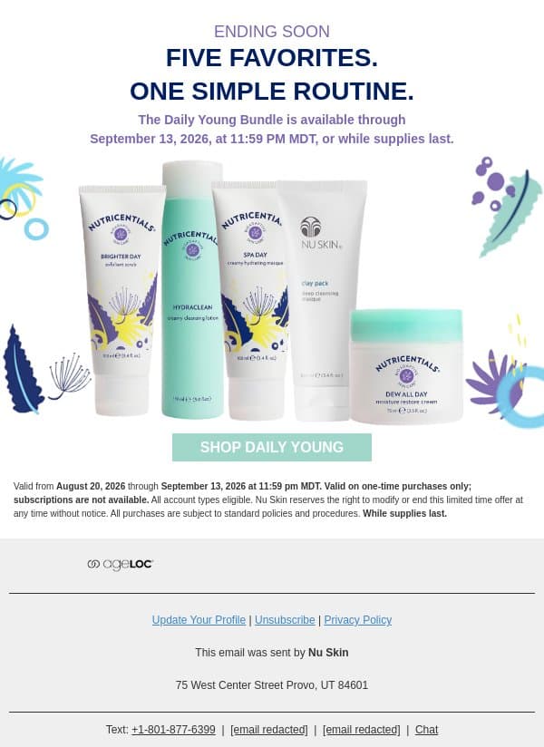 Ending Soon: The Daily Young Bundle email from Nu Skin screenshot