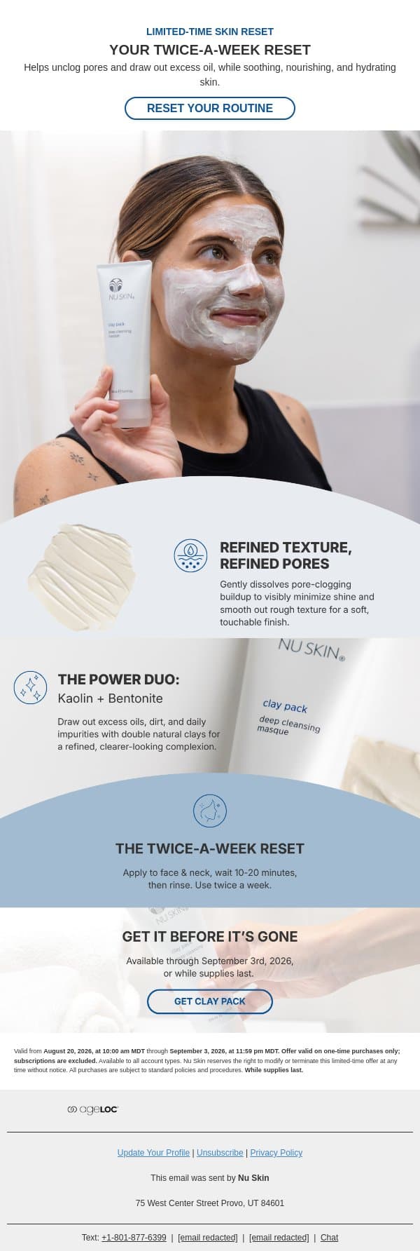 Your Twice-a-Week Skin Reset email from Nu Skin screenshot