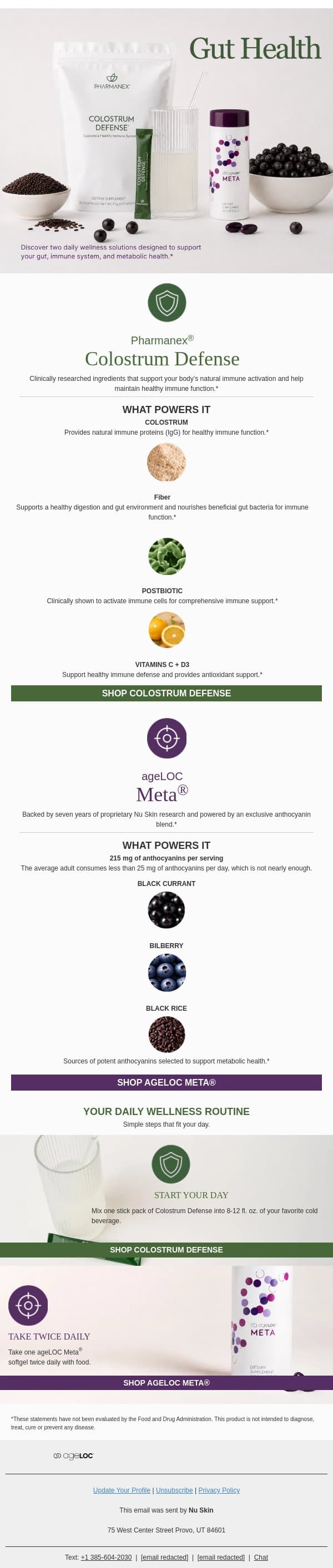 Support From Inside Out email from Nu Skin screenshot