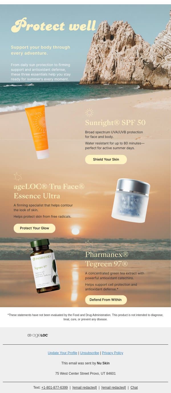 Protect Well. Live Well. ☀️ email from Nu Skin screenshot