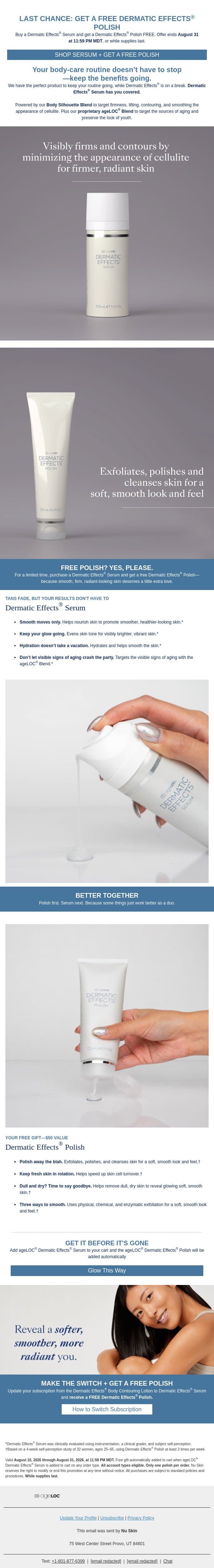 Last Chance: Get a FREE Dermatic Effects® Polish email from Nu Skin screenshot