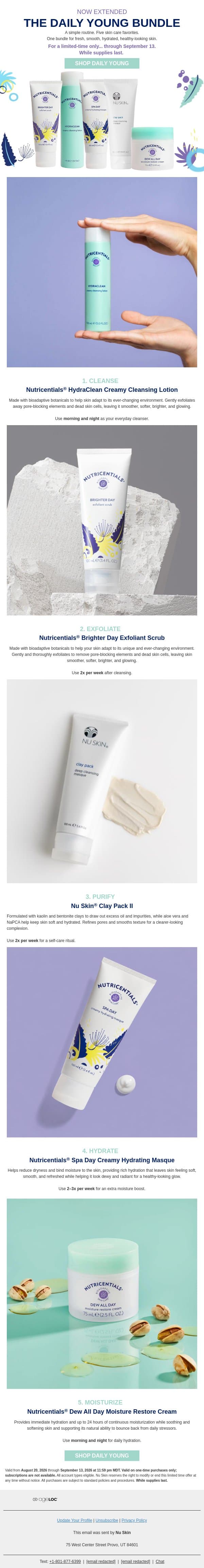 The Daily Young Bundle Has Been Extended email from Nu Skin screenshot