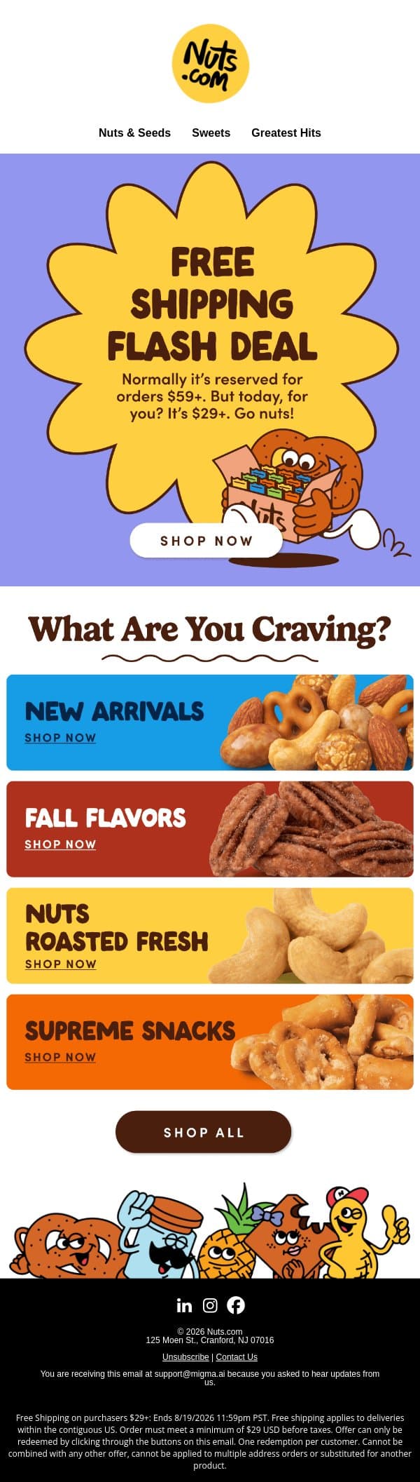 Free shipping deal inside 💌 email from Nuts.com screenshot