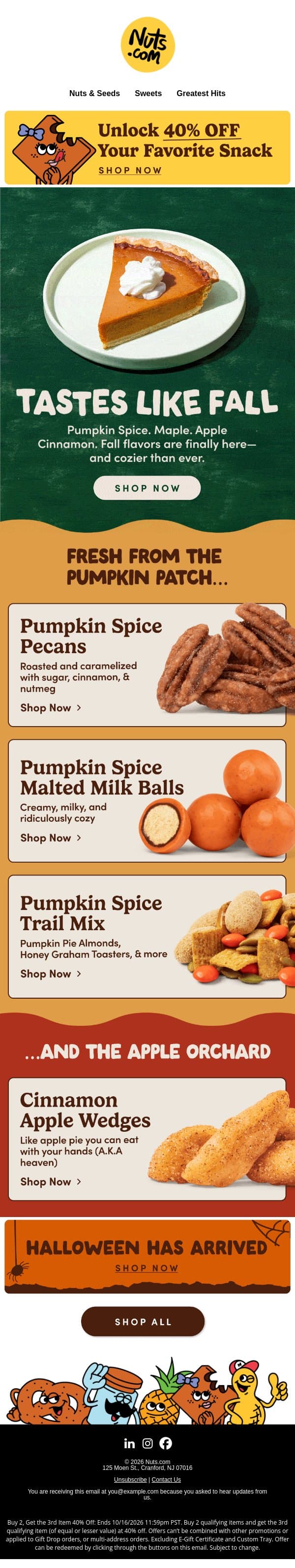 Buy 2, Get 1 40% Off Sitewide. Go Nuts! email from Nuts.com screenshot