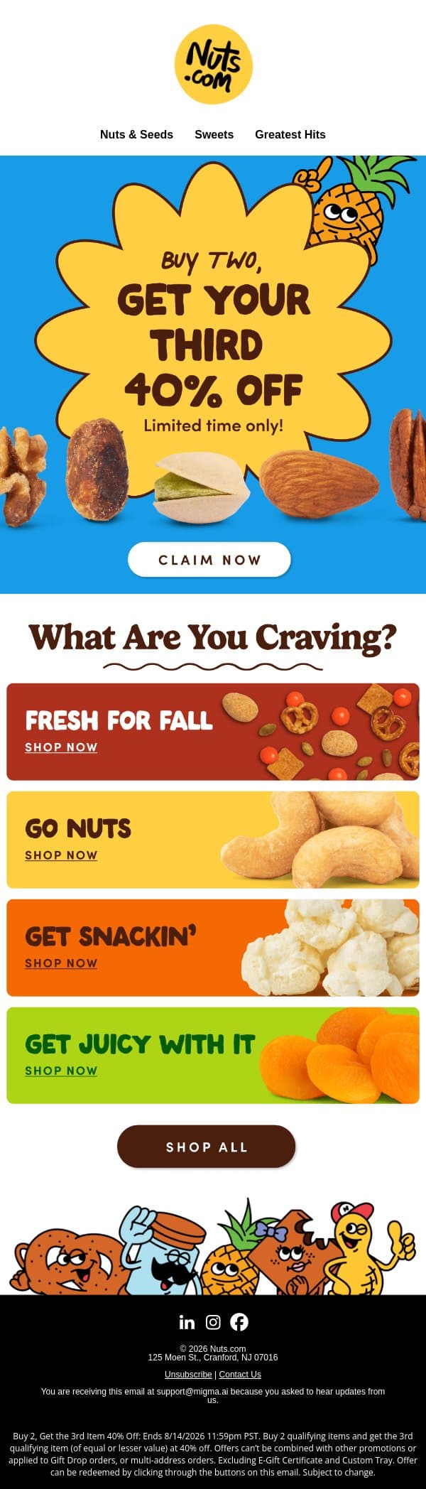 Buy 2, Get 1 40% OFF — shop before it’s gone ⏳ email from Nuts.com screenshot