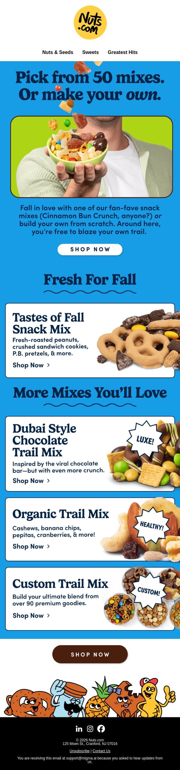 Try our new Fall Snack Mix (and 50+ more!) email from Nuts.com screenshot
